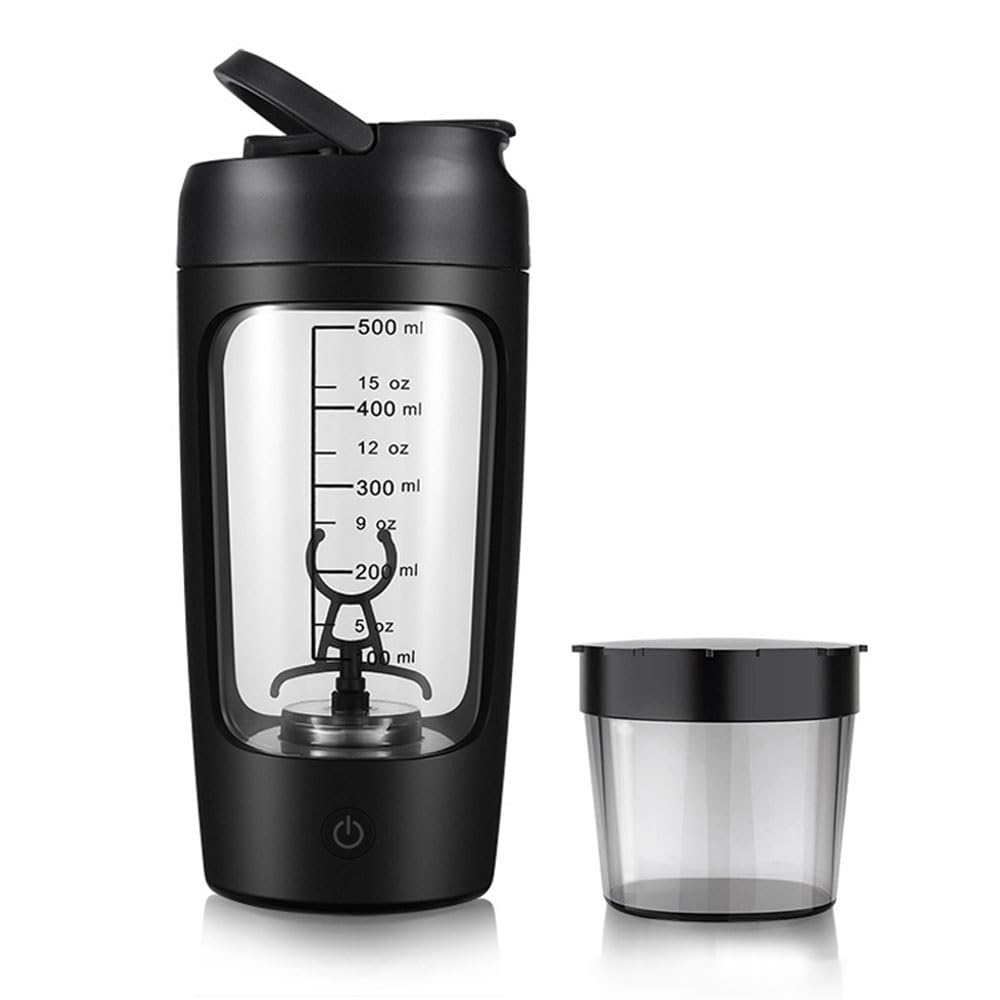Shaker électrique portable USB de 650 ml de protéines de lactosérum entièrement automatique, tasse d'agitation rechargeable, pour salle de sport, BA, mélange de cocktail (noir)