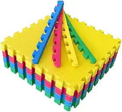 Kit 12 Tapetes Tatames Coloridos Eva 50 X 50 X 1cm 10mm C/ Borda