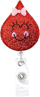 Glitter Blood Drop Retractable Badge Reel ID Tag, Doctor Nurse Gift