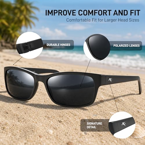 Image of FATHEADZ Oversized Polarized Sunglasses Men & Women - UV Protection RX Ready Wide Fit Eyewear for Outdoor Use - RX Ready