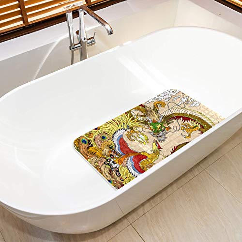 Alfombrilla de baño infantil para suelos de mármol con estampado exótico de pavo real 6