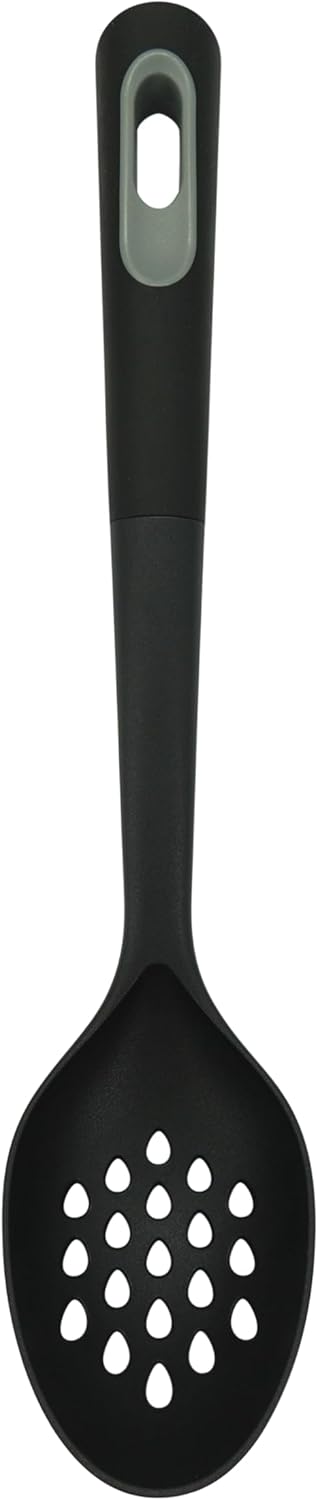 Fackelmann PRO Slotted Spoon, Multi Functional Serving Spoon, Cooking Spoon, PBT Function Head, Soft Touch Handle, 35x7x6cm, Black & Grey