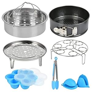 TIMESET L 8 stuks snelkookpannenset geschikt voor 5 6 8 Qt stoomkookpan, stoompan mand, ei-frame, anti-aanbak…