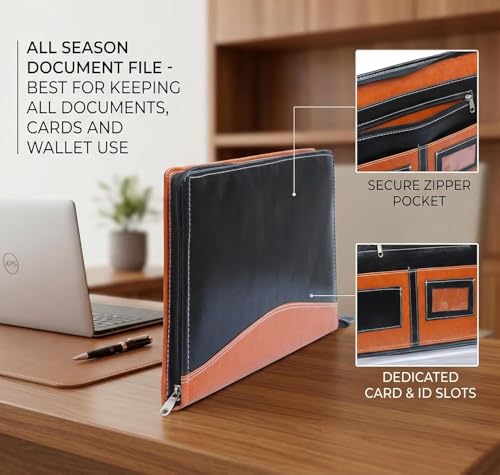 Image of STREPE ZK 20 Leafs A4 Document File Folder for Offices, Multipurpose Professional Leather File Folders for Documents and All Type of Papers and Certificates Pack of 2
