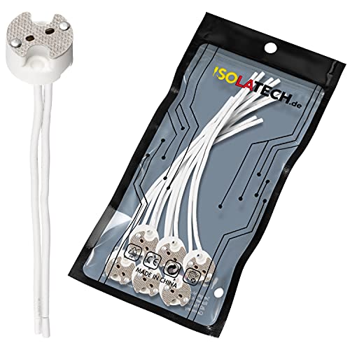 ISOLATECH 6pcs casquillo universal de cerámica para MR16 y GU5.3 base LED lámparas de ahorro de energía (max.250V/2A) bombillas hogar iluminación empotrado techo cocina baño resistente al calor