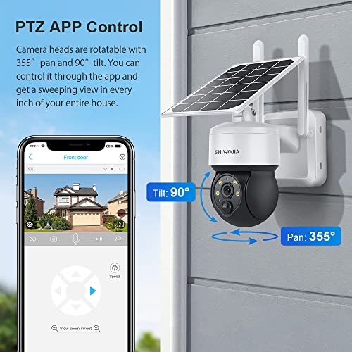 SHIWOJIA Wireless WiFi Solar Camera, 5W Solar Panel, 2K Security Camera Outdoor, Color Night Vision, PIR Human Detection - Image 3