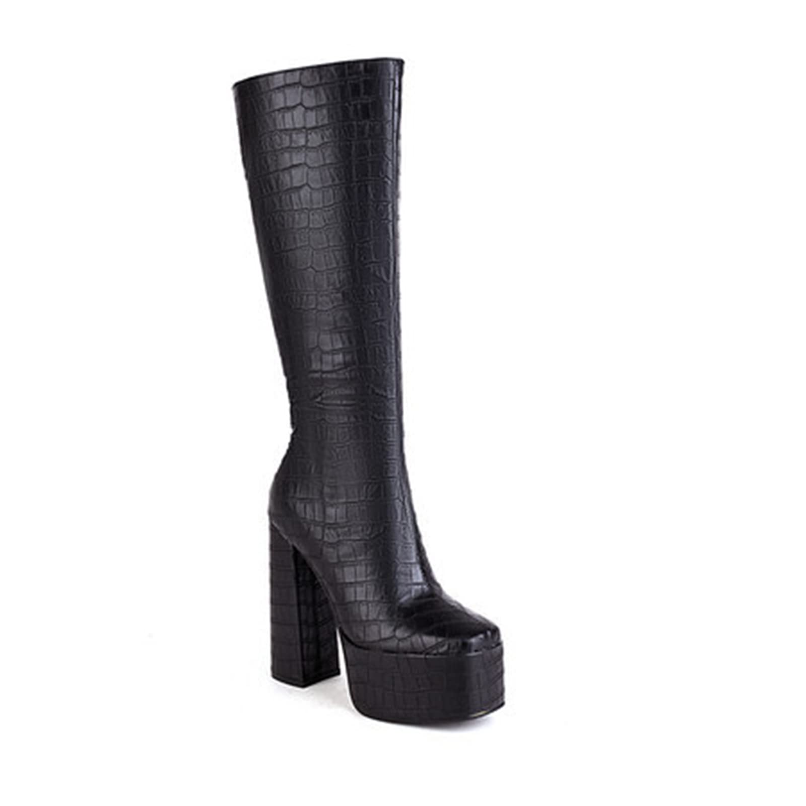 Stivali Moda da Donna 14CM/5.51IN Stivali Alti alla Coscia Stivali Alti al Ginocchio con Plateau Scarpe Fetish Tacchi Alti da Donna