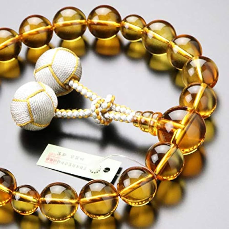 Amazon｜念珠ドットコム 数珠 男性用 18玉 黄水晶 2色梵天房【略式数珠