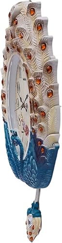 Miniatura 3 de Reloj de pared 3D Art Reloj de péndulo oscilante de metal moderno reloj silencioso de metal grande decoración de pared reloj en forma de pavo real