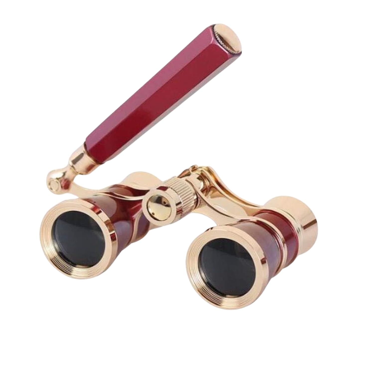 Opera Theater Horse Racing Glasses Binocular Telescope with Handle 3X25 Red