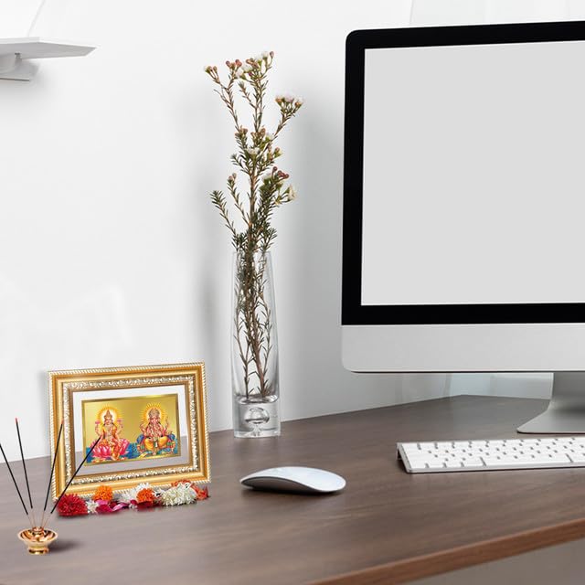 Image of DIVINITI Lakshmi Ganesh 24K Gold Plated Foil Wall and Tabletop Photo Frame for Home Decor, Puja Room, Luxury Gifting | DG Frame 112 S2 (21.5x17.5 CM)