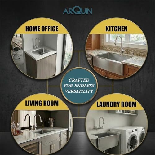 Image of ARQUIN Kitchen Sink 18x16x10 Inch Handmade Kitchen Sink Matt Finish Single Bowl 304 Grade Stainless Steel Kitchen Sinks | Basin For Kitchen With Square Drainer and Adjustable Fruit Basket