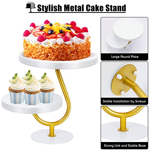 Uhapeer 2 In 1 White Golden Cake Stand, Pedestal Cake Display Stands, Antique Afternoon Tea Cake Stand, Round Metal Cake Cupcake Stand, Dessert Cake Stand Cake Plate Holder For Party Wedding Birthday #TOP2