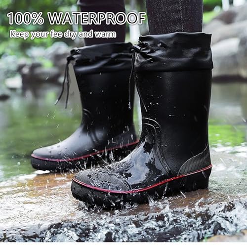Mens Rain Boots Water boots Waterproof PVC Rubber Boots Outdoor Mud Boots,Comfort Lightweight Mid-Calf Gardening Fishing Shoes for Yard Farm Work2
