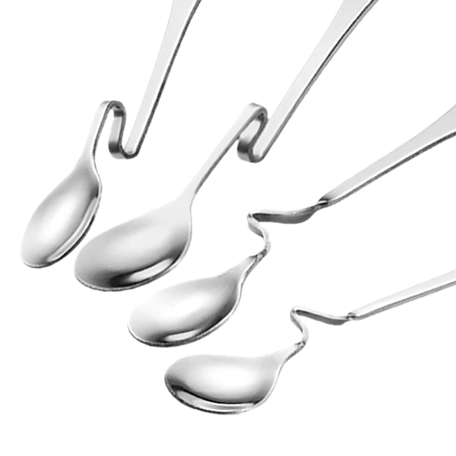 4 piezas Cucharas de Café de Acero Inoxidable con Mango y Diseño Curvo para Mezclar Postres y Bebidas Cucharillas Prácticas para Café Yogur y Dulces Hogar y Fiestas