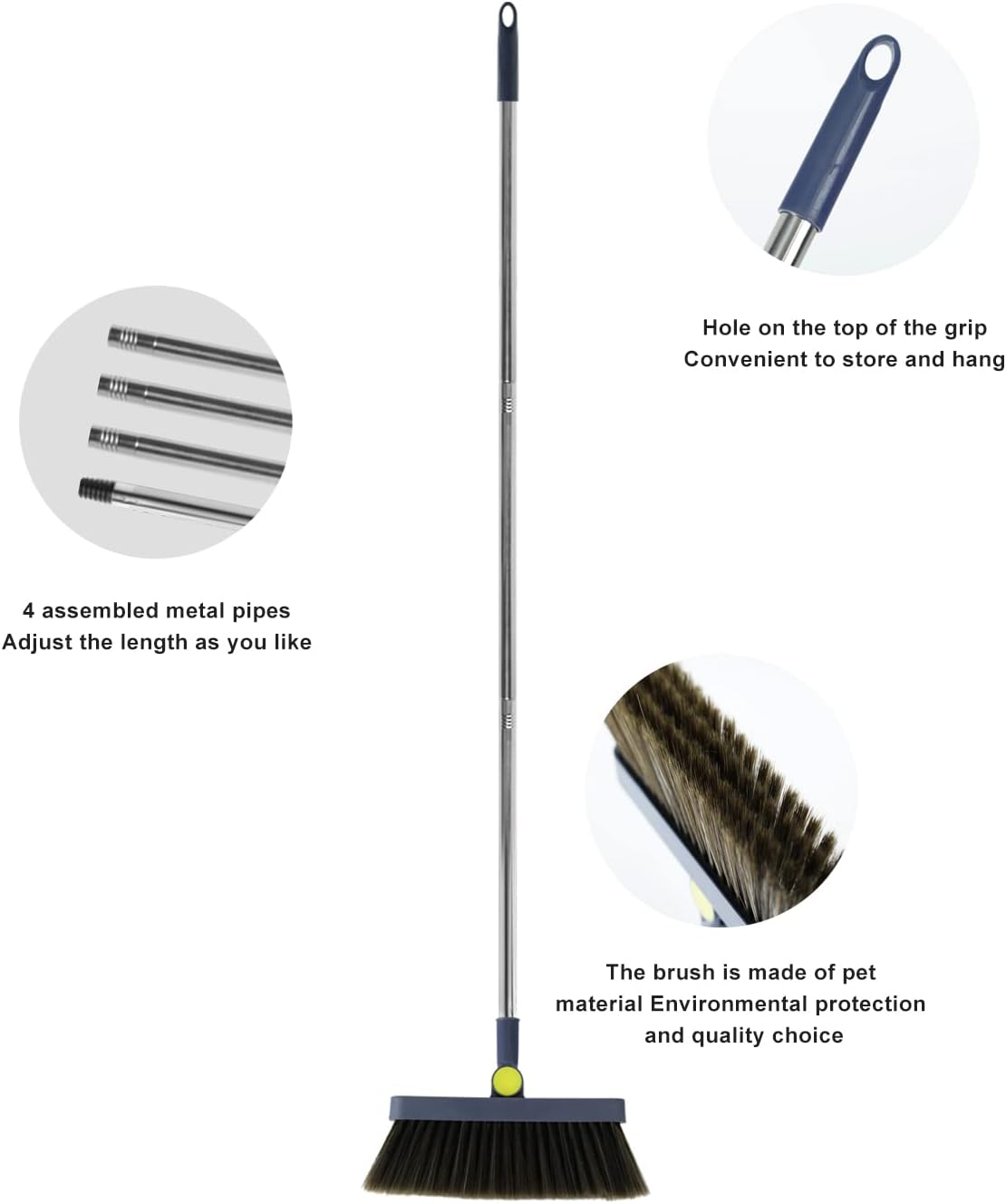 1PCS Kitchen Broom,Outdoor Indoor Broom with Long Handle, 64Inch Angle Broom with Extendable Broomstick for Easy Sweeping - Easy Assembly & Durable for Home Kitchen Room Office Lobby Floor : Everything Else