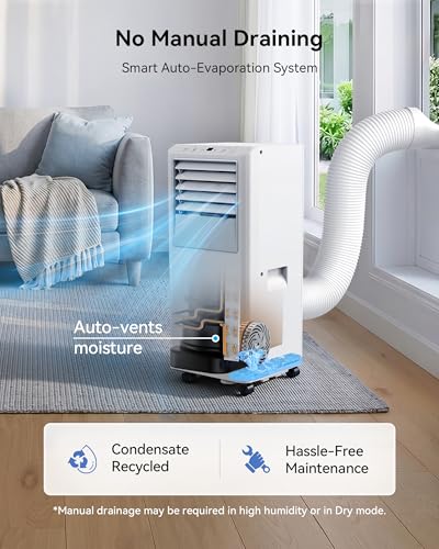 Image of Feelfunn 8,000 BTU Portable Air Conditioner - Cools Up to 350 Sq. Ft., 5-in-1 Portable AC Unit for Rooms with Remote Control, Sleep Mode, 24H Timer, Air Conditioner for Bedroom, Dorm, Apartment