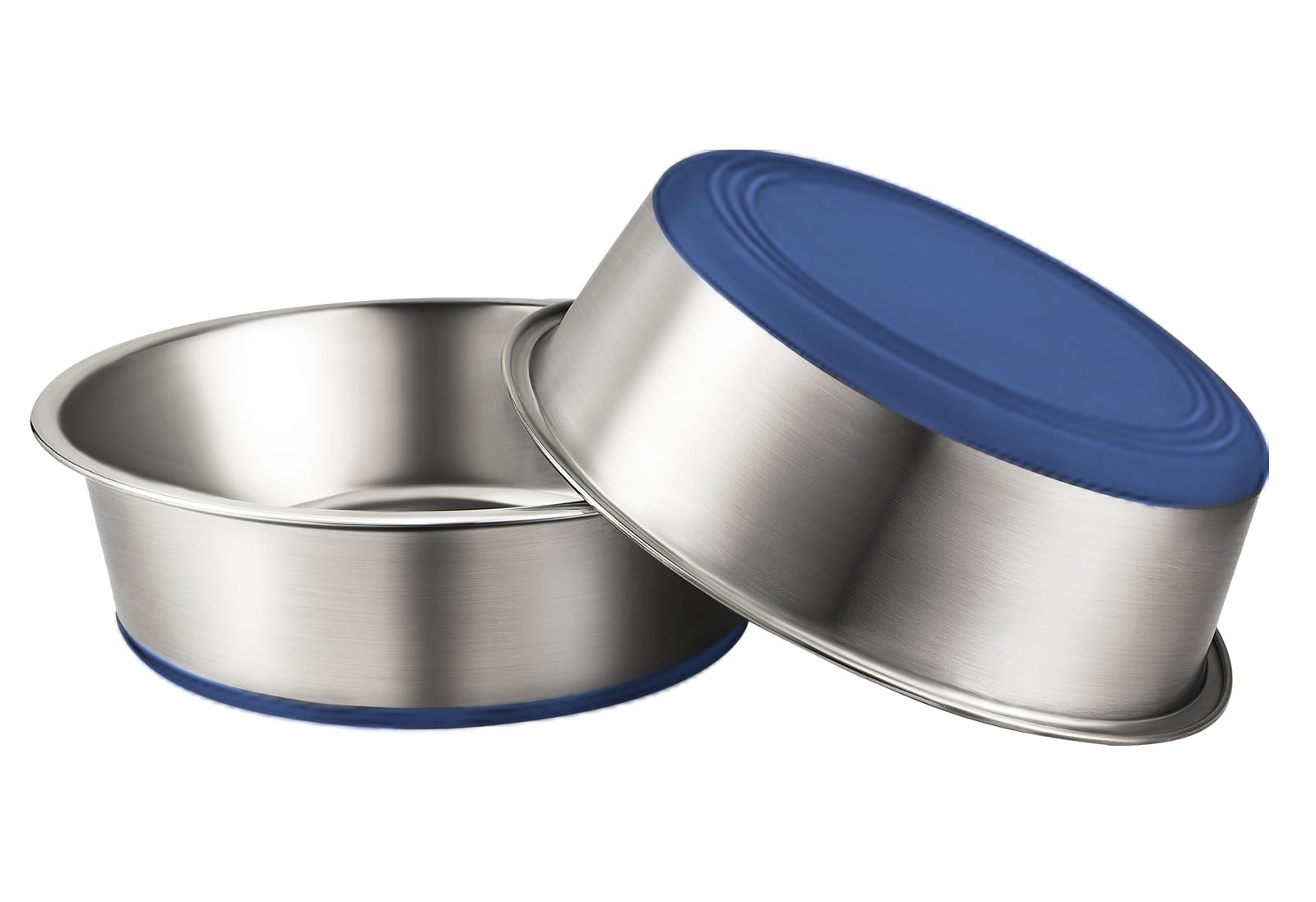 URBUDDIES 2 Pack Stainless Steel Dog Bowls, 11 Cup, Blue Bottom