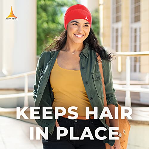 French Fitness Revolution - Skull Cap Helmet Liner Running Beanie - Ultimate Thermal Retention and Performance Moisture Wicking. Fits Under Helmets Red - Thumbnail 7