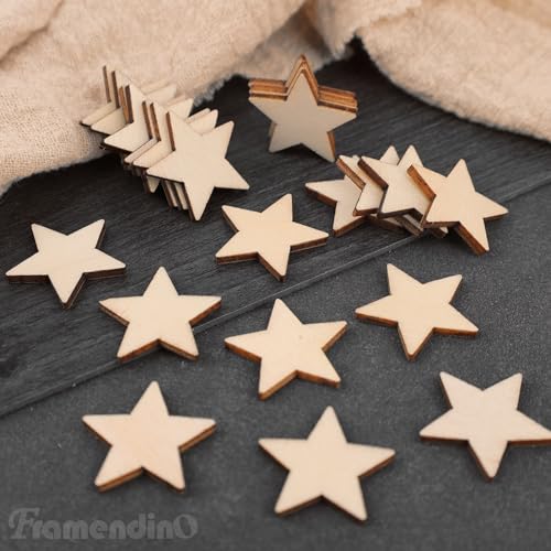 Snapklik.com : 100 Pack 50mm Wooden Stars Pieces 2 Inch Unfinished Wood ...