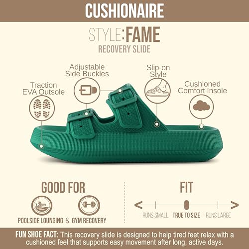 Image of CUSHIONAIRE Fame Pillow Recovery Sandals for Women, Adjustable Double Buckle Waterproof EVA Cloud Slides for Women
