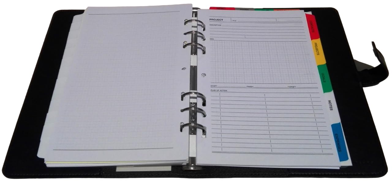 Agenda Organizer large Marrone 15x21 cm 2025 Settimanale ad anelli con Chiusura a Clik - Ecopelle Marrone con eleganti cuciture + Omaggio penna a scatto e segnalibro