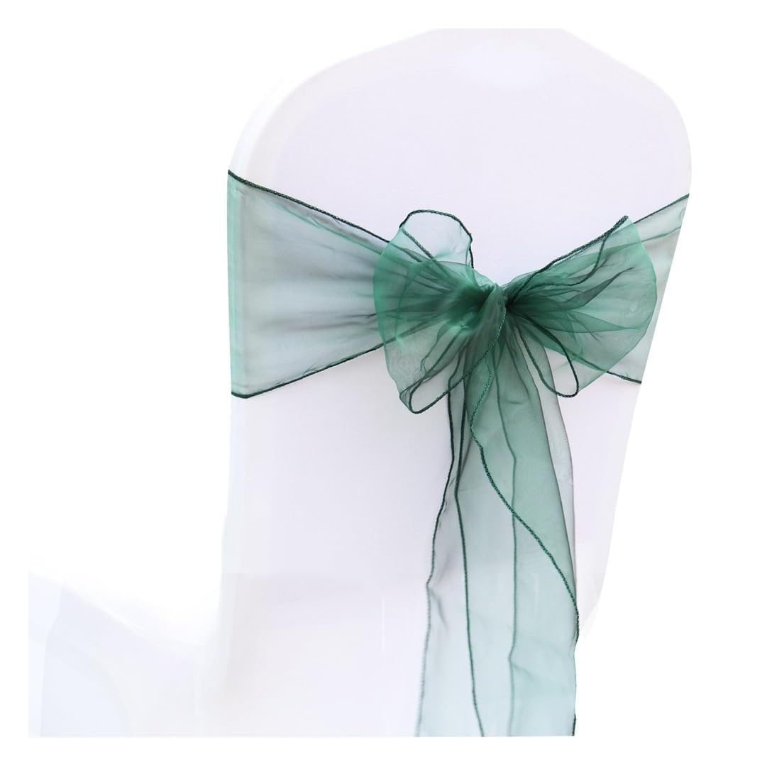 Nœuds de chaise en organza haut de gamme couleur vert foncé pour cérémonie chic