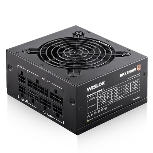 WISLOK full module SFX power supply 850W PSU hydraulic bearing fan SFX form factor is suitable for Mini-ITX/SFF PC compatible with RTX 3060/4060 /4090 graphics cards 16P latest graphics card interface
