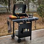 Gas Grill BBQ 3 Burner with Cover, Lid and Side Burner, 48 x 42cm Cooking Surface - Ideal for Outdoor Cooking