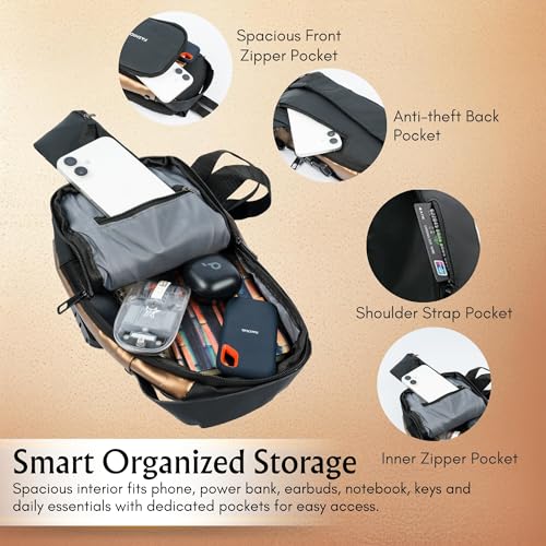 Image of DESYN Multifunctional PU Leather Sling Bag for Men & Women | Anti-Theft Crossbody & Shoulder Bag with Password Lock & USB Charging Port | Waterproof Lightweight Chest Pack for Travel & Office
