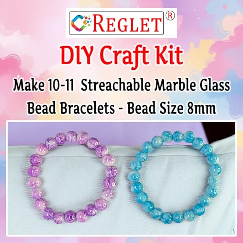Image of 250 Pcs Marble Glass Beads for Jewellery Making Kit - Glass Beads for Bracelet Making Kit - Bead Craft - 8mm