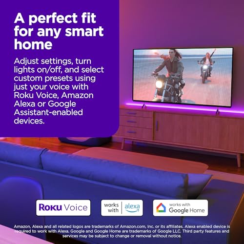 Image of Roku Smart LED Light Strip+, 32.8ft - Color Options with Adjustable Brightness & Temperature - Peel & Stick WiFi Smart Strip Lights Works with Roku Voice, Alexa & Google Assistant - Smart Home Product