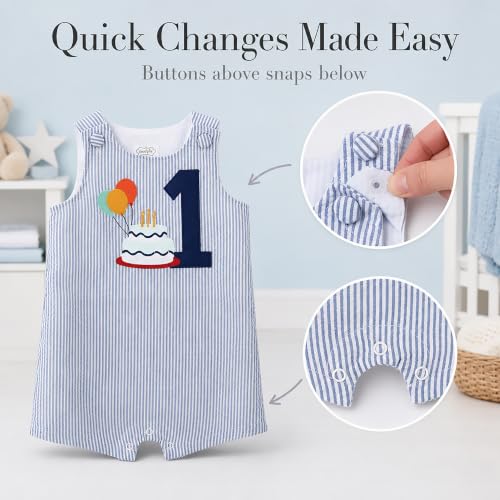 Image of Mud Pie Baby Boys 1st Birthday Outfit, Birthday Boy Onesie, 12-18 Months