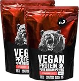 nu3 Proteína vegana 3K - 2kg de fórmula - 70% de proteína a base de 3 componentes vegetales - Proteínas para el crecimiento de la masa muscular con delicioso sabor fresa