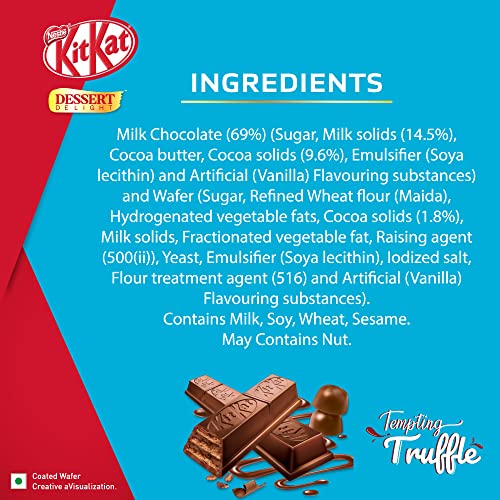 Image of KIT KAT Nestle Kitkat Dessert Delight Tempting Truffle Wafer Coated With Milk Chocolate, 50 Grams