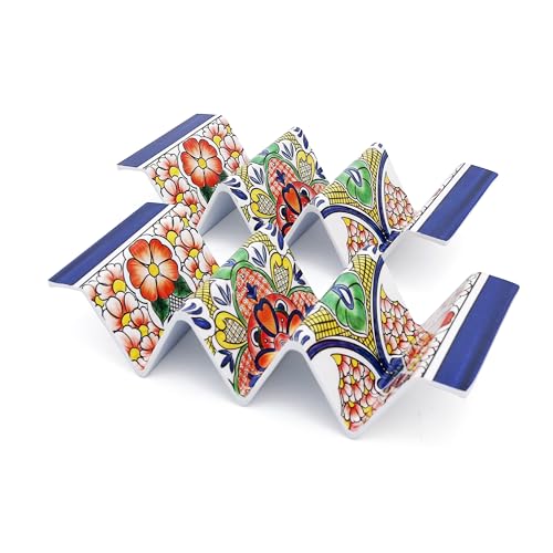 TP Taco Holder Stands, Set of 2 Melamine Large Taco Serving Rack Tray with Handle, Holds 3 Tacos,...