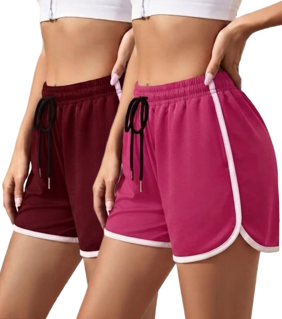eha Women's Cotton Shorts | Shorts for Women | Women's Gym Shorts | Running Shorts for Women | Workout Shorts | Yoga Shorts | High Waist Shorts | Elastic Waist Casual Shorts-Pack of 2-picture-33