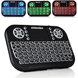COOLCOLD Mini Wireless Keyboard with Touchpad | Backlit 2.4G & Bluetooth Portable Remote Control for Smart TV, Fire TV Stick, Android TV Box, PC, Laptop, Windows, Mac, Tablet & Smartphone (Black)