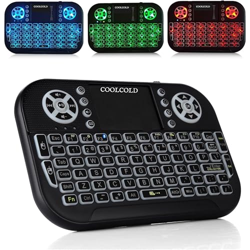 COOLCOLD Mini Wireless Keyboard with Touchpad | Backlit 2.4G & Bluetooth Portable Remote Control for Smart TV, Fire TV Stick, Android TV Box, PC,...