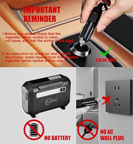 ROCGORLD R8 Tire Inflator Portable Air Compressor, DC 12V Air Compressor Portable with Large Dual Digital Screen, 3X Faster Inflation Air Pump for Car, Bike, Ball, Motor - Image 7
