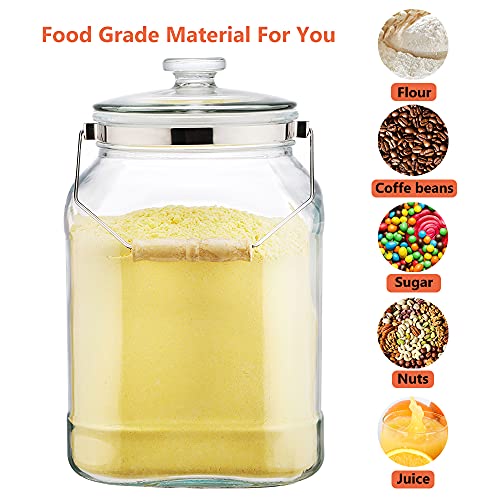 Daitouge 1.3 Gallon Wide Mouth Glass Jars With Lids, Heavy Duty Glass Canisters With Lids, Canning Jars With Removable & Rotatable Wooden Handle, 1 Pack #TOP5