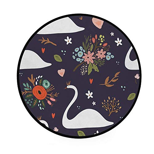 Tapis de jeu rond antidérapant lavable pour bébé motif cygnes - 2