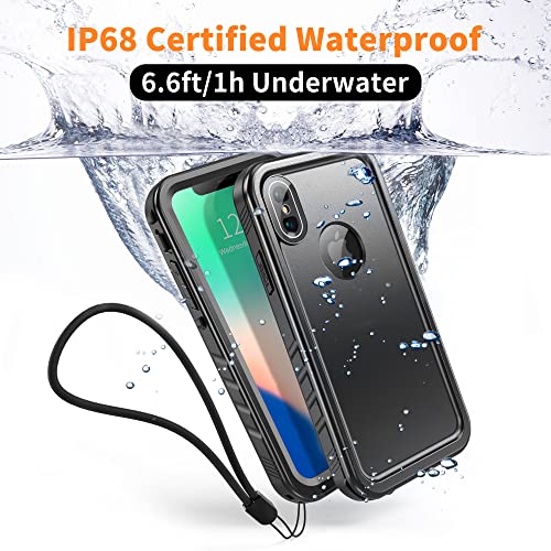 Cozycase TOP Military Shockproof IP68 Waterproof Case for iPhone X/XS Heavy Duty 360 Full Body With Screen Camera Protector Double Dustproof Hard Tough Protective X XS Front Back Cover Black - Image 3