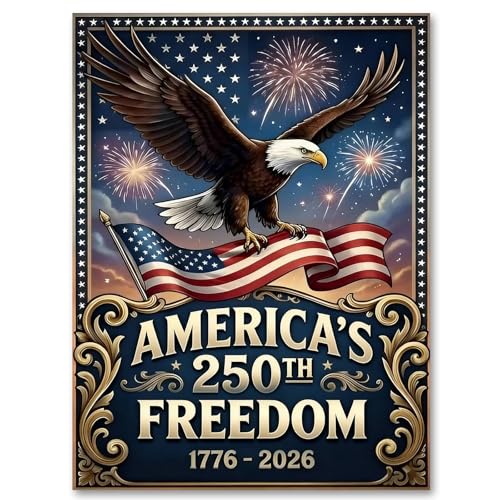 bleihum Eagle Diamond Art Kits for Adults 4th of July 5D Diamond Painting Kits for Adults Beginners Independence Day DIY Round Full Drill Gem Art and Crafts Home Decor 12x16 Inch