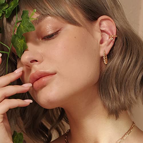 Mevecco Gold Beaded Huggie Hoop Earrings 18K Gold Plated Dainty Pierced Ear Cute Small Bead Ball Sleeper Dangle Drop Tiny Boho Beach Simple Delicate Beaded Mini Hoop Earrings For Women… #TOP1