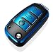 Tukellen for Audi Key Fob Cover Case,Premium Soft TPU 360 Degree Full Protection Key Shell Key Case Cover Compatible with Audi A1 A3 Q3 Q7 R8 A6L TT (only for Flip Key 3 Buttons)-Blue