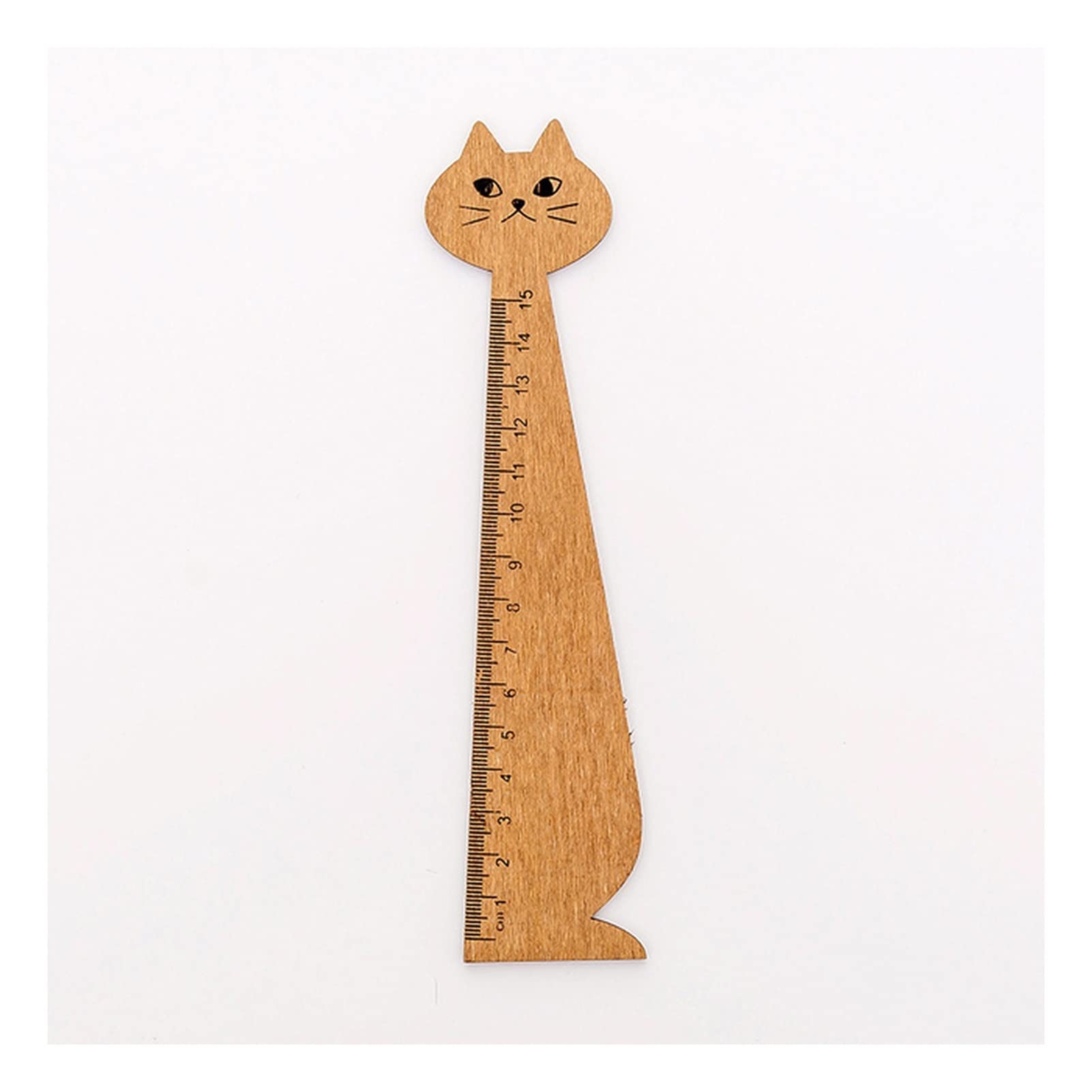 1 Stück Katze Gerade Lineal Holz Kawaii Werkzeuge Briefpapier Cartoon Zeichnung Geschenk Koreanische Büro Schulbedarf Set,Lineale(Yellow)