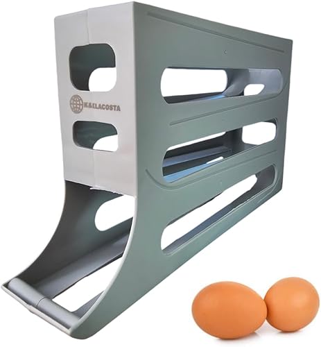 Miniatura 7 de K&KLACOSTA Bandeja de huevos de 4 niveles, dispensador automático de huevos para almacenar organizar, distribuir y enrollar huevos en el