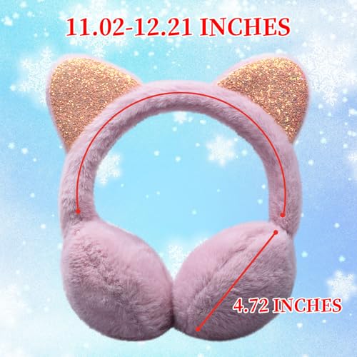 Winter Earmuffs for Kids - Cute Animal Plush Warm Faux Fur Ear muffs with Cat Ear2