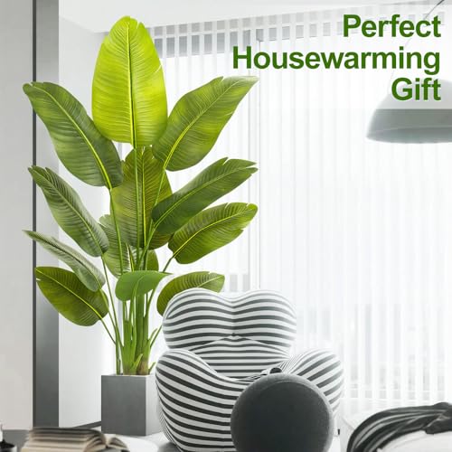Image of Lifelike Bird of Paradise Artificial Plant,5ft Faux Banana Leaf Tree with 12 Trunks - Perfect Indoor Silk Floor Plant for Home Decor in Living Room, Office, and Bedroom 1Pack